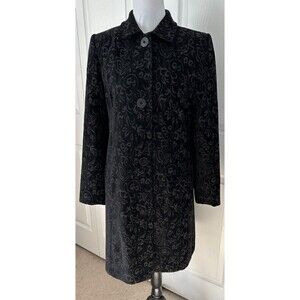 Parisian Signature Womens Black Jacquard Jacket Lined Collar Lightweight Coat 6